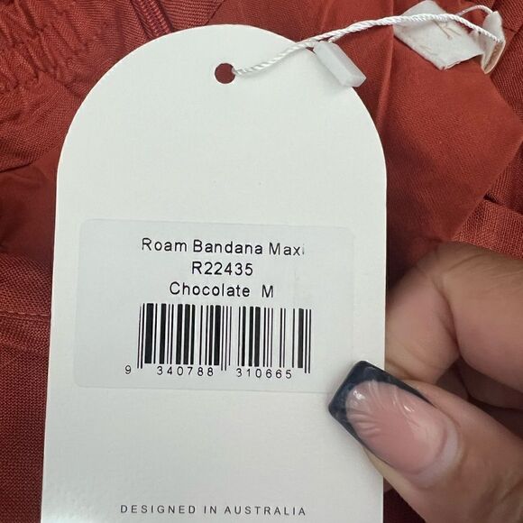 Rumer The Label x Revolve Chocolate Linen Blend Resortwear Roam Bandana Maxi - Picture 11 of 12
